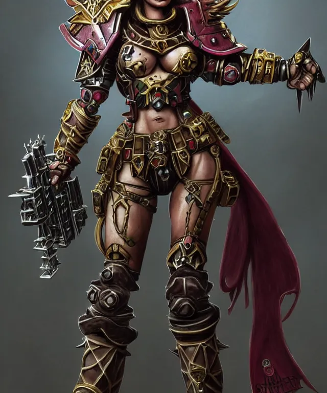 Image similar to Sofia Vergara as a battle sister from Warhammer 40k, highly detailed, intricate, concept art, artstation