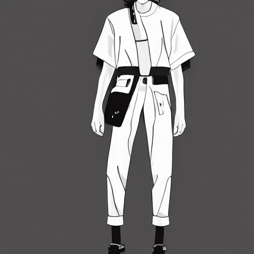 Image similar to balenciaga vetements fashion influencer character minimalistic illustration. style akira anime. popular on pixiv