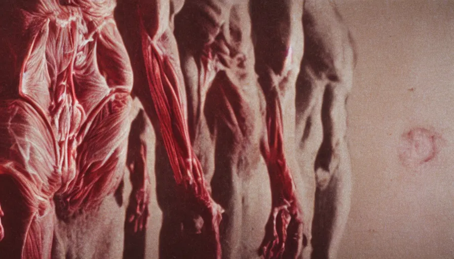 Prompt: 7 0 s film still from a horror movie about human anatomy and disease, kodachrome, cinecolor, cinestill, film grain, film texture, retro, cinematic, high resolution, photorealism,