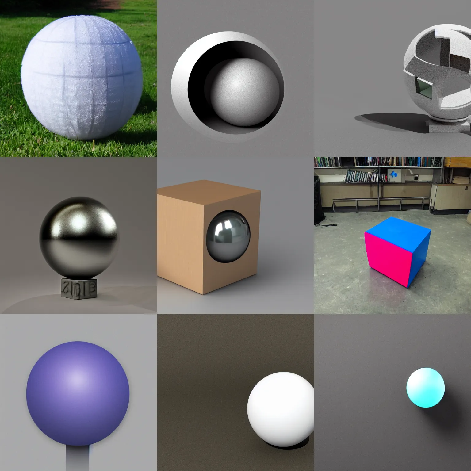 Prompt: a sphere next to a cube