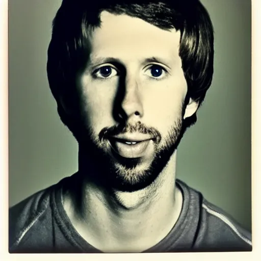 Image similar to Mugshot Portrait of Jon Heder, taken in the 1970s, photo taken on a 1970s polaroid camera, grainy, real life, hyperrealistic, ultra realistic, realistic, highly detailed, epic, HD quality, 8k resolution, body and headshot, film still, front facing, front view, headshot and bodyshot, detailed face, very detailed face