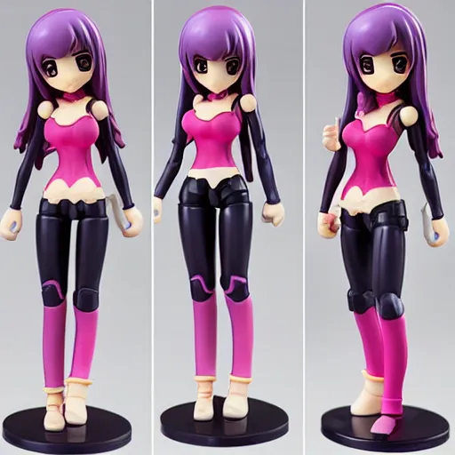 Image similar to Famous Streamer Amouranth Alinity KaceyTron LilyPichu as a Figma anime figurine. Posable PVC action figurine. Detailed artbreeder face. Full body 12-inch Figma anime statue.