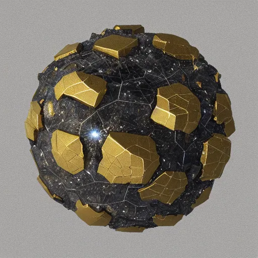 Image similar to metallic asteroid, artstation, digital art, iron, small gold patches