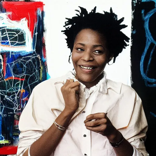 Image similar to monica gelled by basquiat