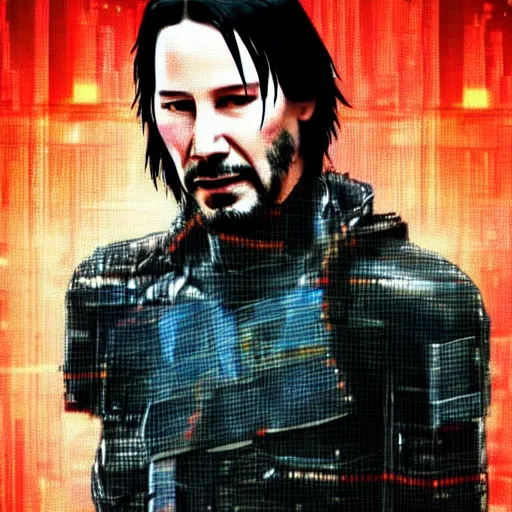 Image similar to Keanu reeves in The future cyberpunk art style