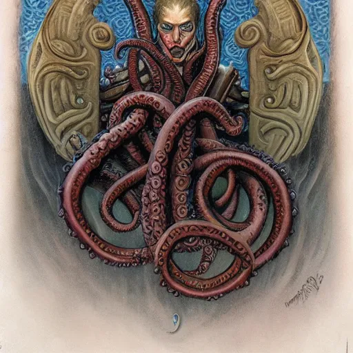 Image similar to portrait of a tentacle warrior, by Gerald Brom