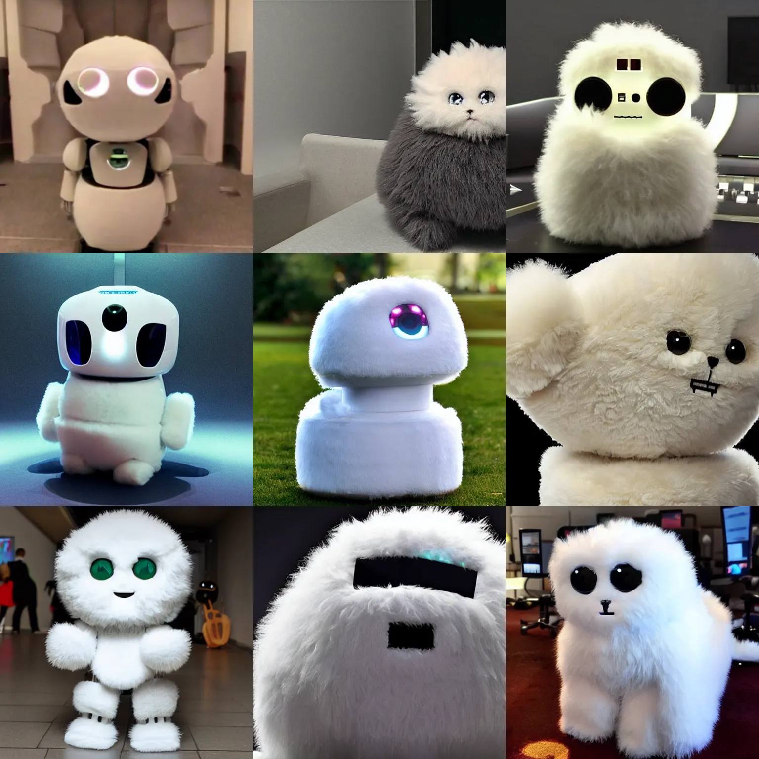 Prompt: <picture quality=hd+ mode='attention grabbing'>an adorable fluffy robot reveals that it is the final boss</picture>
