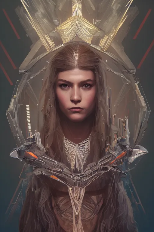 Image similar to symmetry!! portrait of sydney sweeny in the style of horizon zero dawn, machine face, intricate, elegant, highly detailed, digital painting, artstation, concept art, smooth, sharp focus, illustration, art by artgerm and greg rutkowski and alphonse mucha, 8 k