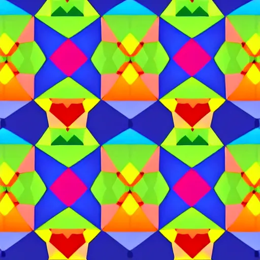 Image similar to a colorful hexagon pattern with hearts on it, a computer rendering by victor vasarely, pixabay, kinetic pointillism, symmetrical, geometric, repeating pattern