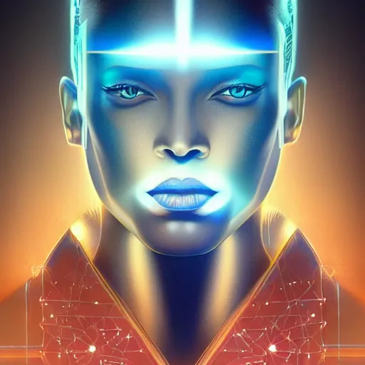 Prompt: symmetry!! solid cube of light, hard edges, product render retro - futuristic poster scifi, lasers and circuits, brown skin prince, intricate, elegant, highly detailed, digital painting, artstation, concept art, smooth, sharp focus, illustration, dreamlike, art by artgerm