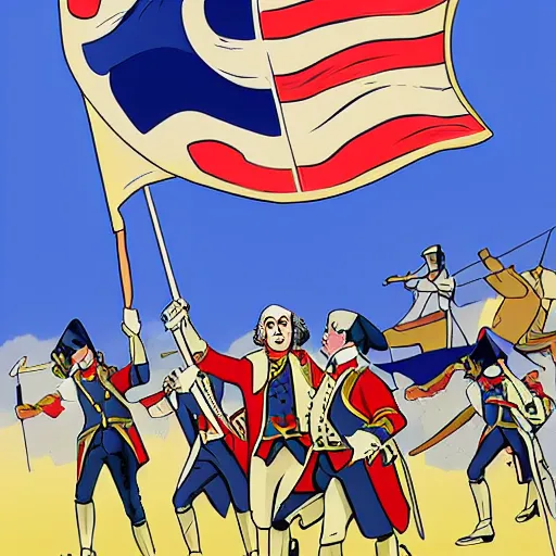 Image similar to george washington revolutionary war 1 9 9 0 s disney, cel shading still reimagined