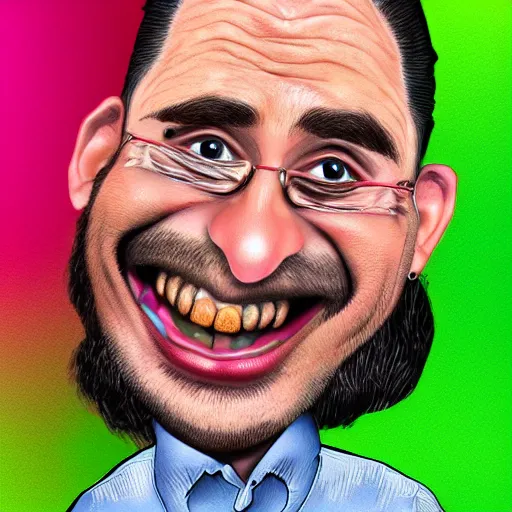 Image similar to caricature of denny devito, professional, digital art, silly