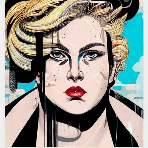Prompt: a portrait of a fat blonde woman with side profile anime in ocean intricate details by MARVEL comics and Sandra Chevrier