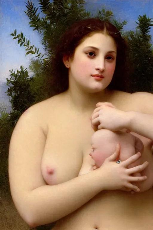 Prompt: ashley graham as bbw angel in a romantic painting by william adolphe bouguereau, photorealistic, sharp and ultradetailed