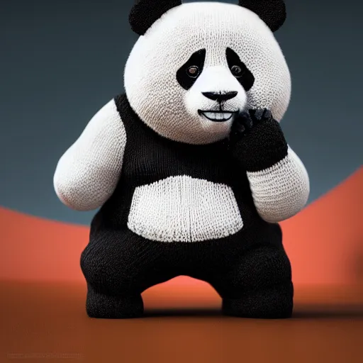 Prompt: knit candypunk panda, high - quality, character design!!!! beautiful lighting, magicpunk, dollpunk, 1 6 k, oled, octane, redshift, hyper detailed, excellent detail