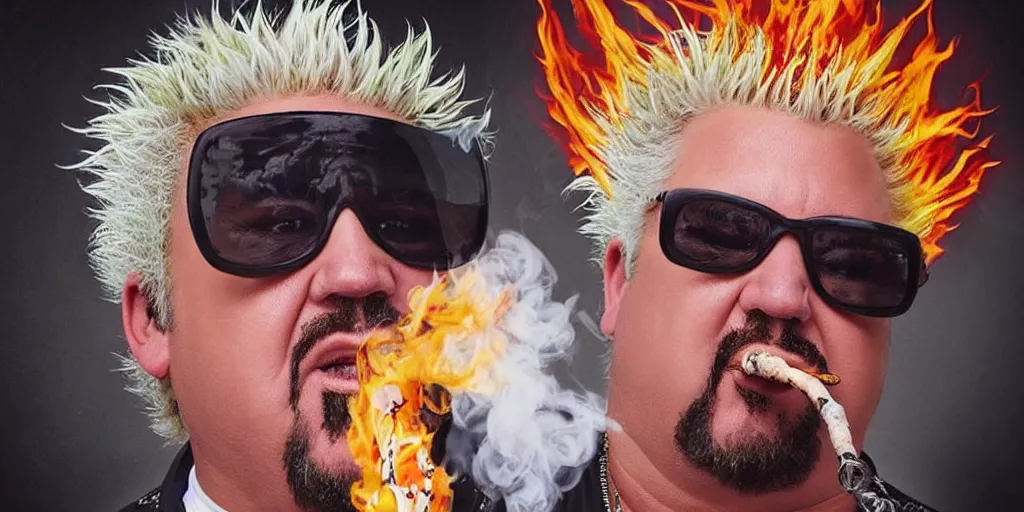 Image similar to “guy fieri smoking weed, 4k, realistic”