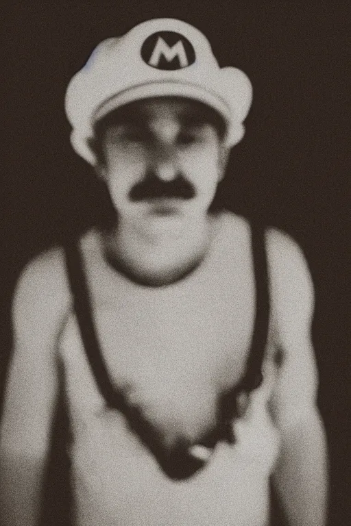 Image similar to 35mm photo of Mario, light leaks, sepia