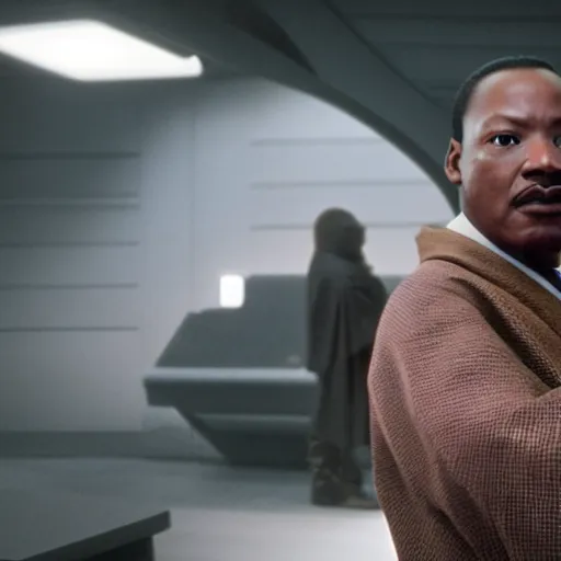 Image similar to martin luther king as mace windu in star wars, 8k resolution, full HD, cinematic lighting, award winning, anatomically correct