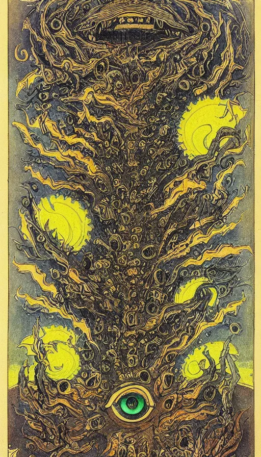 Prompt: a storm vortex made of many demonic eyes and teeth, by ivan bilibin,