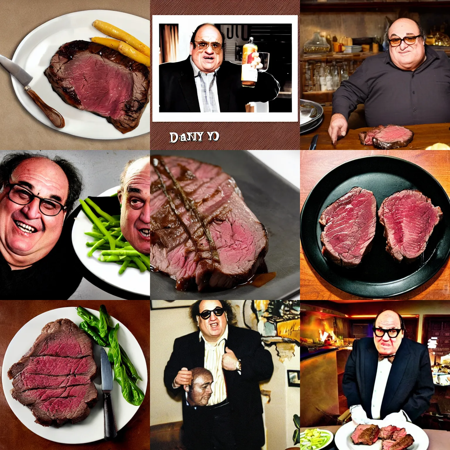 Prompt: danny de vito as a steak