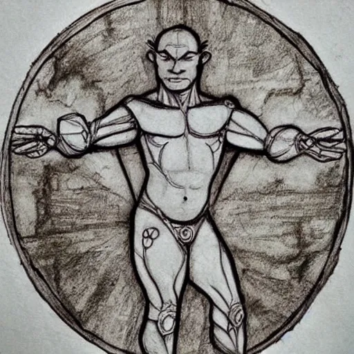 Prompt: Vitruvian Shrek by Da Vinci, beautiful drawing, trending on ArtStation