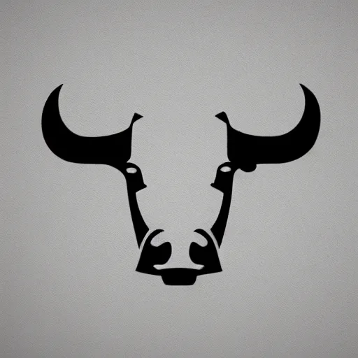 Image similar to bull logo, minimalistic design, banksy, bold, sharp, by simon daniels, white background, illustration