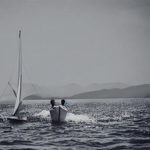 Image similar to a trieme sailing in a bathtub, photography