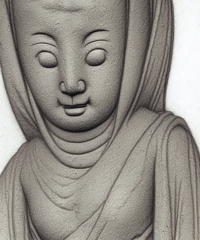 Image similar to jizo statue high details, masterpiece pencil sketch by mœbius