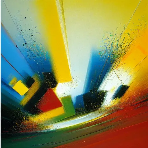 Image similar to abstract art representing momentum, oil painting by john berkey and gabriel dawe, masterwork