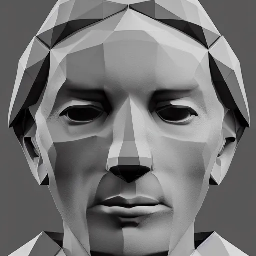 Image similar to low poly count close up of face