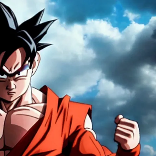 Prompt: film still of goku in the new action movie, 4 k