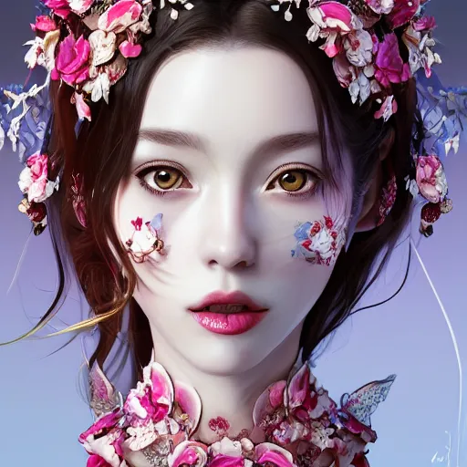 Prompt: the portrait of the absurdly beautiful, graceful, elegant, gorgeous, fashionable photorealistic sensual anime european woman made of cherries and white petals with tears, an ultrafine hyperdetailed illustration by kim jung gi, irakli nadar, intricate linework, bright colors, octopath traveler, final fantasy, unreal engine highly rendered, global illumination, radiant light, intricate environment