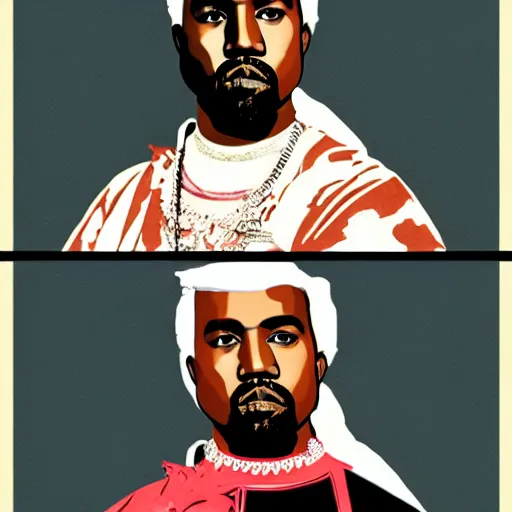 Prompt: kanye west as emperor, by andy warhol