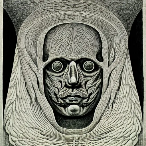 Image similar to conceptual post - mortem mexican spirit monumental portrait made by escher and william blake, highly conceptual art, intricate detailed painting, illustration sharp detail, manga 1 9 9 0