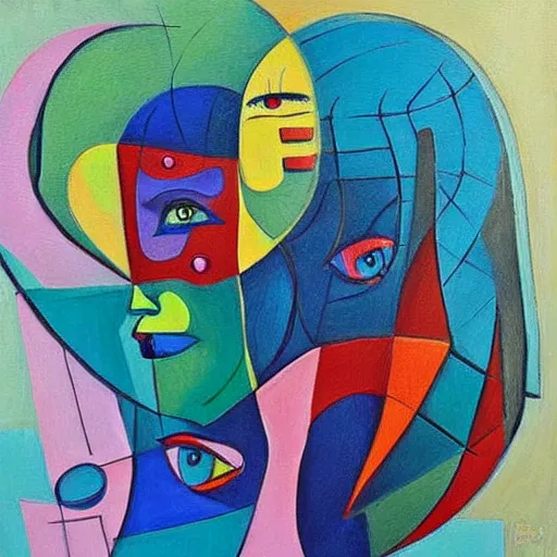 Image similar to intricate, amazing, abstract, cubism, painting by nery de linn