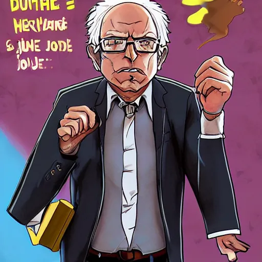 Prompt: Bernie Sanders in Jojo’s Bizarre Adventure, trending on artstation