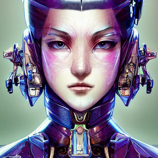 Image similar to studio portrait of lawful good colorful female holy mecha paladin absurdly beautiful, elegant, young sensual graceful woman, ultrafine hyperrealistic detailed face illustration by kim jung gi, irakli nadar, intricate linework, sharp focus, bright colors, matte, octopath traveler, final fantasy, unreal engine highly rendered, global illumination, radiant light, intricate environment