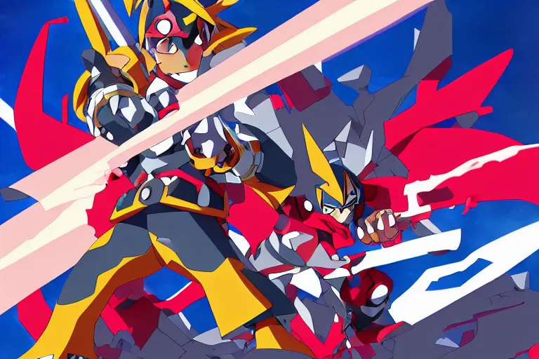 Image similar to gurren lagann, in the style of studio trigger, illustration, epic, hyper detailed, smooth, sharp focus, ray tracing