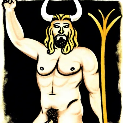 Prompt: horned god, paleolithic cave painting, tom of finland