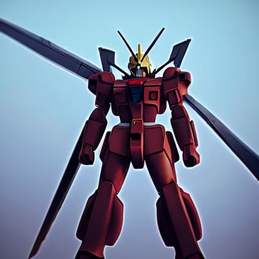 Image similar to gundam as dutch windmill in gundam anime, gundam is windmill shaped, dutch windmill gundam, in gears of war, splash art, movie still, cinematic lighting, ray tracing, octane render, long lens, shallow depth of field, bokeh, anamorphic lens flare, 8 k, hyper detailed, 3 5 mm film grain