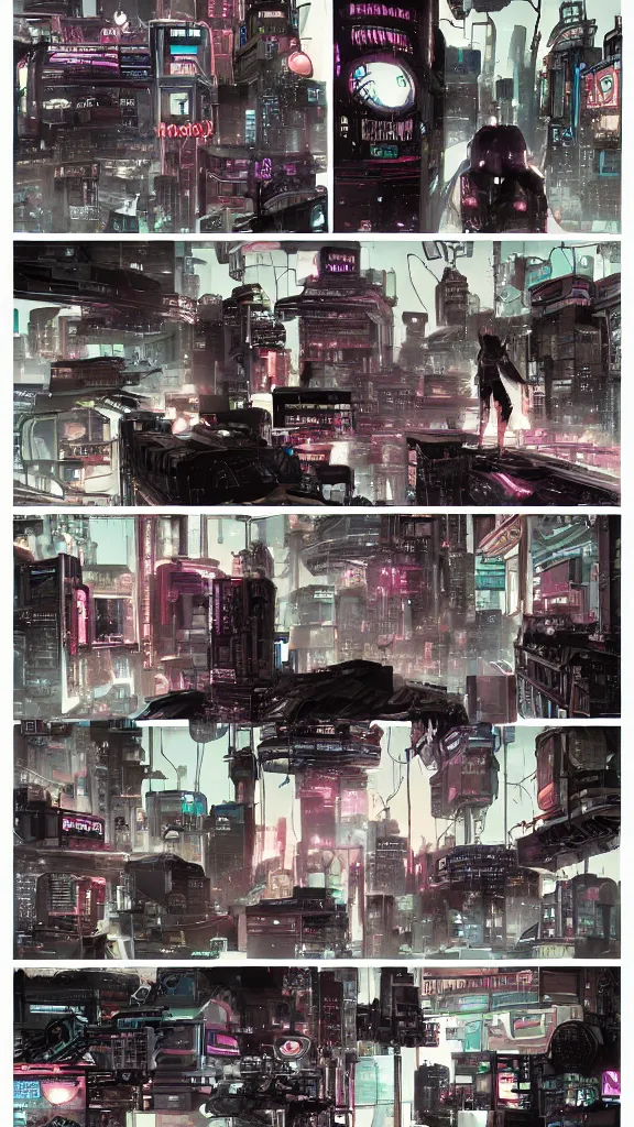 Image similar to detailed cyberpunk graphic novel page