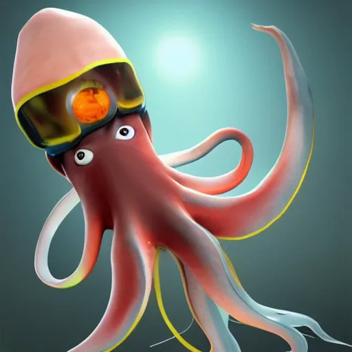 Image similar to the combination of squid and kid , concept art, trending on artstation 3D.