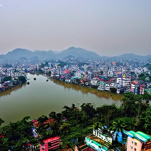 Image similar to guwahati city scenic view, wide angle photography, award winning national geography