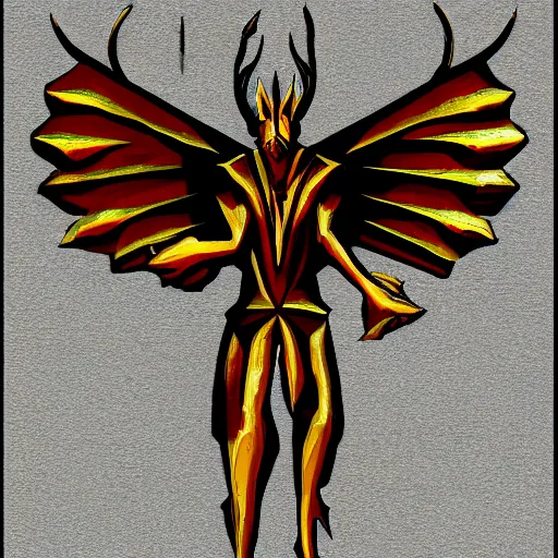 Image similar to asymmetric left side demon, right side angel bisected vertically