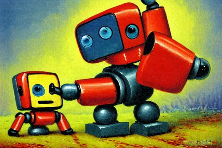 Image similar to a cute little robots painting by walotsky ron