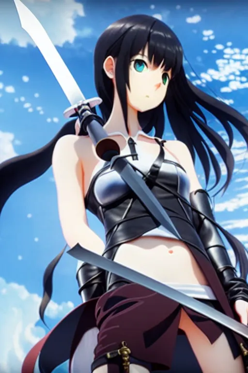 Prompt: a film still portrait of the catgirl with a giant sword of the black swordsman, finely detailed features, closeup at the faces, perfect art, gapmoe yandere grimdark, trending on pixiv fanbox, painted by greg rutkowski makoto shinkai takashi takeuchi studio ghibli, akihiko yoshida