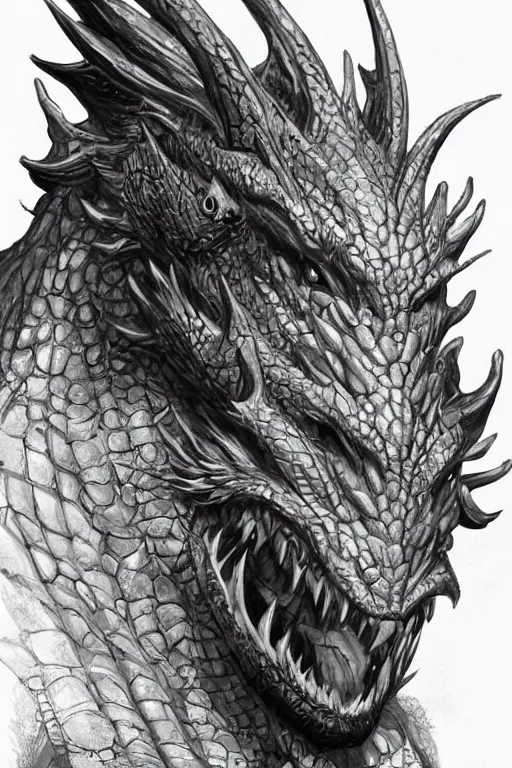 A Realistic Drawing of a Dragon · Creative Fabrica