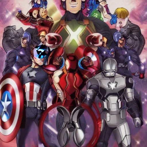 Image similar to The avengers, anime, digital art