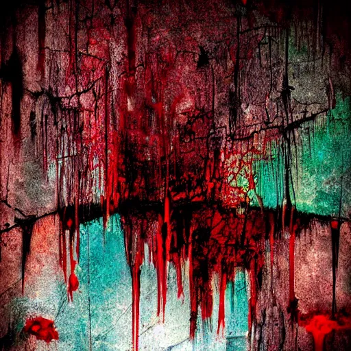 Image similar to abstract horror art, deep bleeding decaying colors!