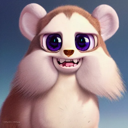 Image similar to cutie fluffy creature elvis presley, digital art, 3 d, octave render, masterpiece, mega detailed, pixar, disney, vivid illustration, cartoon, fantasy, by george stubbs, artgerm, in the style of ghibli kazuo oga, pastel fur